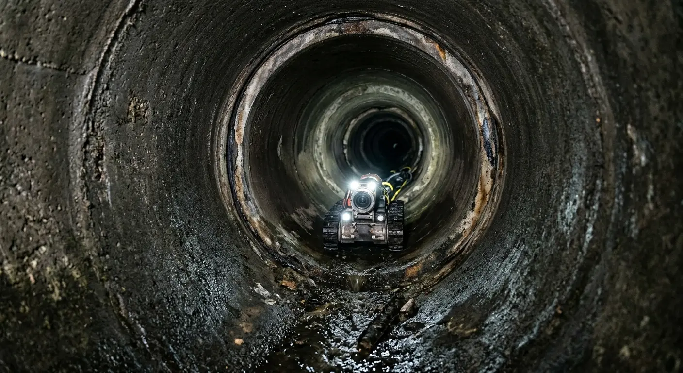 Robotic sewer camera inspecting pipe interior for Sewer Line Repair in Cape Elizabeth